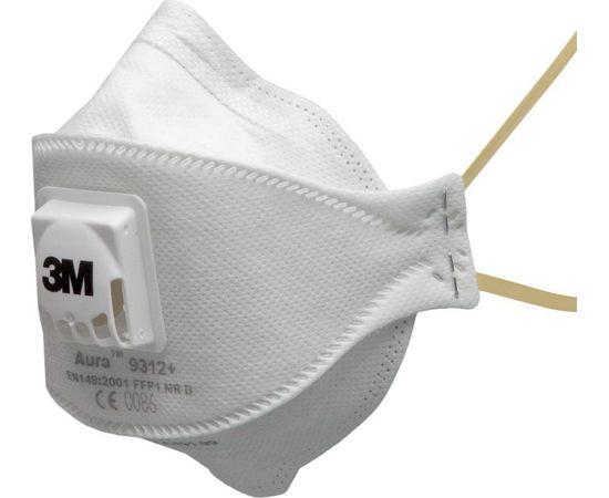 Купить Маска специальная защитная (респиратор) 3M 9312 + Aura с клапаном, для защиты от аэрозолей/пыли/тонера FFP1 до 4 ПДК! 8 грамм! Отличное прилегание к любому типу лица! по лучшей цене