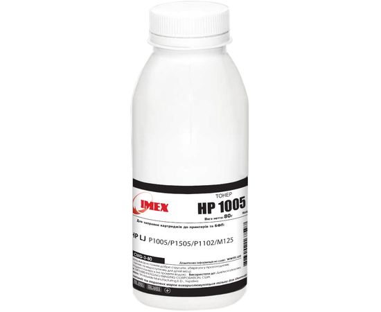 Купить Тонер IMEX для HP LJ P1005/P1505/P1102/M125 бутль 80г Black (CMG-3-80) по лучшей цене