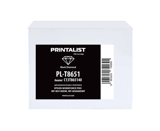 Купить Картридж PRINTALIST для Epson WorkForce Pro WF-M5690/WF-M5190 аналог C13T865140 Black (PL-T8651) по лучшей цене