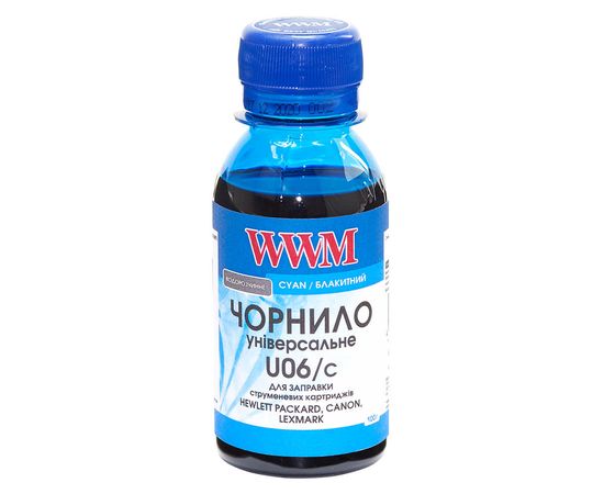 Купить Чернила WWM для Canon/HP/Lexmark 100г Cyan Водорастворимые (U06/C-2) универсальные по лучшей цене
