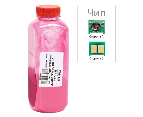 Купить Тонер+чип АНК для HP CLJ CP2025/CM2320 ( тонер АНК, чип АНК) бутль 80г Magenta (1501232) по лучшей цене