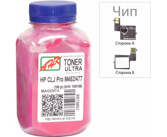 Купить Тонер+чип АНК для HP CLJ Pro M452/477 ( тонер АНК, чип АНК) бутль 100г Magenta (1505172) по лучшей цене