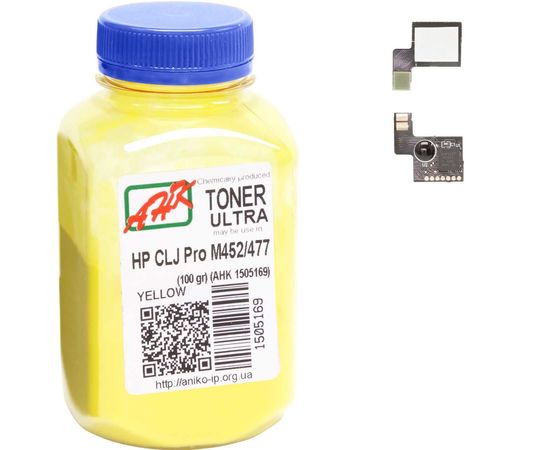 Купить Тонер+чип АНК для HP CLJ Pro M452/477 ( тонер АНК, чип АНК) бутль 100г Yellow (1505173) по лучшей цене