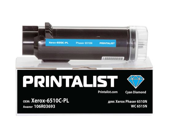 Купить Туба с тонером PRINTALIST для Xerox Phaser 6510N, WC 6515N аналог 106R03693 Cyan (Xerox-6510C-PL) по лучшей цене