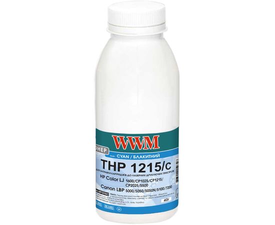 Купить Тонер WWM для HP CLJ CP1215/CP1515/CM1312 бутль 40г Cyan (HP1215C) по лучшей цене