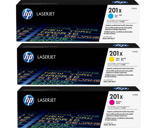 Купить Картридж тонерный HP 201X для LJ M252/M277 3х2300 копий C/M/Y (CF253XM) Tri-Pack по лучшей цене