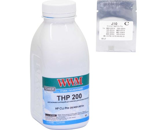 Купить Тонер+чип WWM для HP CLJ Pro 200/M251/M276n ( тонер WWM, чип WWM) бутль 60г Cyan (TC200C) по лучшей цене