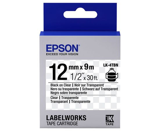 Купить Картридж с лентой Epson для для LW-300/400/400VP/700 Clear Black/Clear 12mm x 9m (C53S654012) по лучшей цене