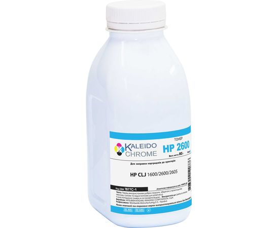 Купить Тонер Kaleidochrome для HP CLJ 1600/2600/2605 бутль 80г Cyan (TB77C-1) по лучшей цене