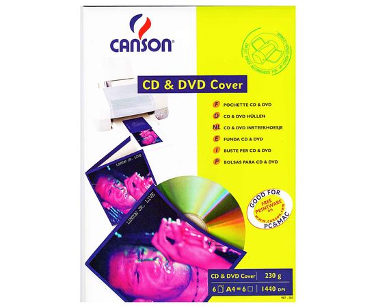 Купить Конверт Canson для CD/ DVD 230г/м кв, A4, 6л (872853) по лучшей цене