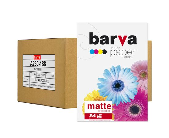 Купить Фотобумага матовая 230 г/м2, А4, 1000 л, bulk Original Barva (IP-A230-188) по лучшей цене