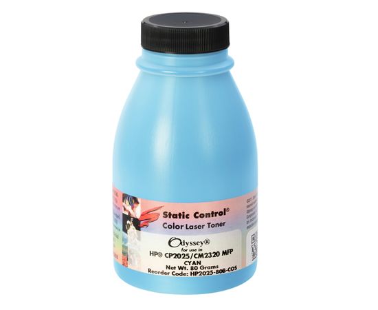 Купить тонер Odyssey HP CLJ CP2025 80г (2.8k) cyan Static Control по лучшей цене