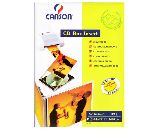 Купить Вкладыш Canson для CD/ DVD 160г/м кв, A4, 15л (872846) по лучшей цене