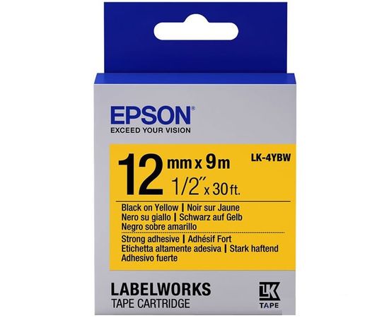 Купить Картридж с лентой Epson для для LW-300/400/400VP/700 Strng adh Black/Yellow 12mm x 9m (C53S654014) по лучшей цене