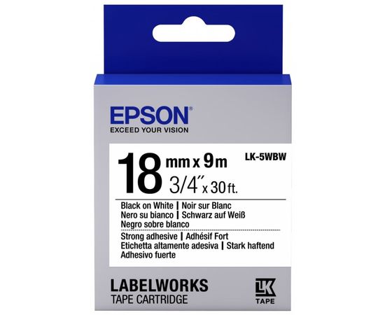 Купить Картридж с лентой Epson для для LW-400/400VP/700 Strng adh Black/White 18mm x 9m (C53S655012) по лучшей цене