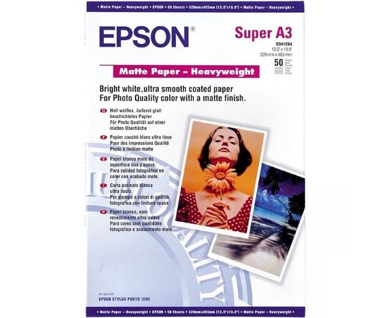 Купить Фотобумага Epson Matte Paper-Heavyweight матовая 167г/м кв, A3+, 50л (C13S041264) по лучшей цене