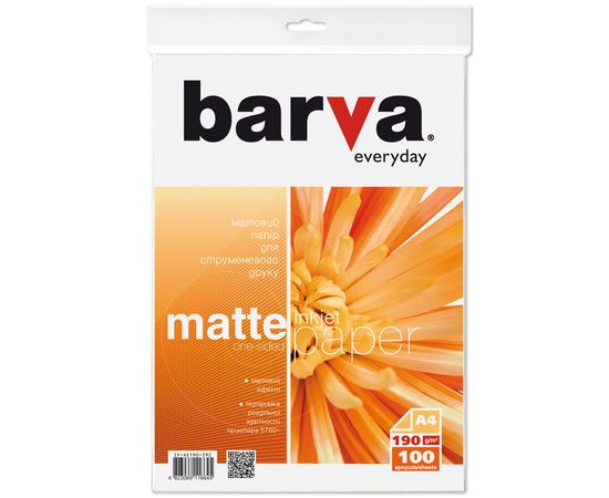 Купить Фотобумага матовая 190 г/м2, A4, 100 л Everyday Barva (IP-AE190-292) по лучшей цене