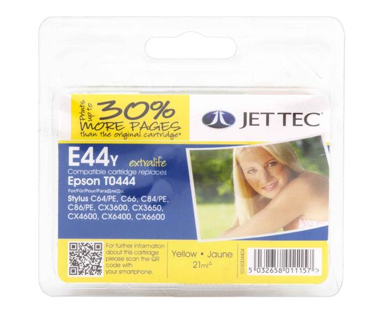 Купить Картридж JetTec для Epson Stylus C64/C84 аналог C13T044440 Yellow (110E004404) повышенной емкости по лучшей цене