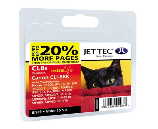 Купить Картридж JetTec для Canon Pixma iP4200/iP4500/iP6600 аналог CLI-8B Black (1338BJT) повышенной емкости по лучшей цене