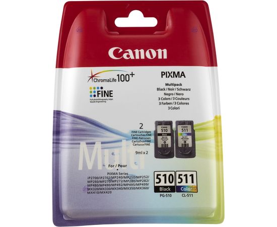 Купить Комплект струйных картриджей Canon для Pixma MP230/MP250/MP270 PG-510/CL-511 Black/Color (2970B010) Multipack по лучшей цене