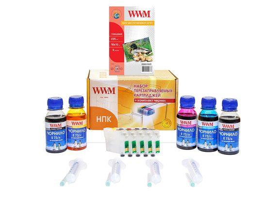 Купить Набор перезаправляемых картриджей WWM для Epson Stylus C110/Office T30/TX510FN (RC.T073H) по лучшей цене