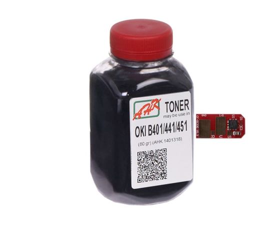 Купить Тонер+чип АНК для OKI B401/MB441/MB451 ( тонер АНК, чип АНК) бутль 80г Black (1401336) по лучшей цене