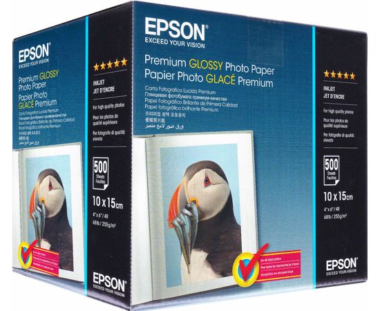 Купить Фотобумага Epson Premium глянцевая 255г/м кв, 10см x 15см, 500л (C13S041826) по лучшей цене