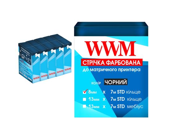 Купить Лента КОМПЛЕКТ 5шт WWM 8мм х 7м STD кольцо Black (R8.7S5) по лучшей цене