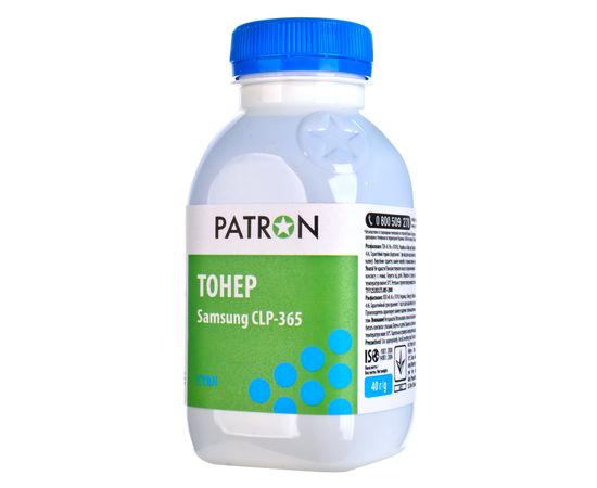 Купить Тонер Samsung CLP-365 флакон, 40 г, голубой Patron (PN-SCLP365-C-040) по лучшей цене