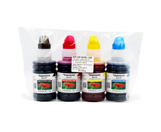 Купить комплект чернил для HP Ink Tank 115/310/315/318/319 (4*100мл) Makkon по лучшей цене
