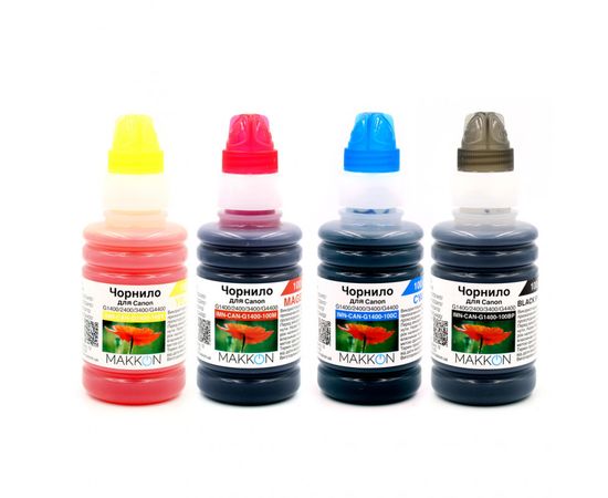 Купить комплект чернил для Canon G1400/2400/3400/G4400 (4*100мл) Makkon pigment по лучшей цене