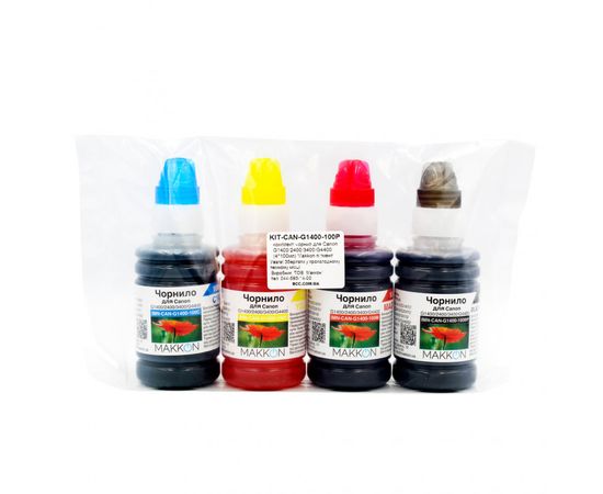 Купить комплект чернил для Canon G1400/2400/3400/G4400 (4*100мл) Makkon pigment по лучшей цене