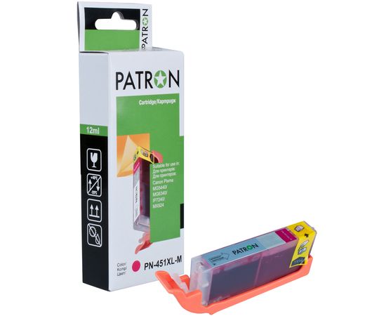 Купить Картридж совместимый Canon CLI-451M XL (6474B001) 12 мл, пурпурный Patron (PN-451XL-M) по лучшей цене