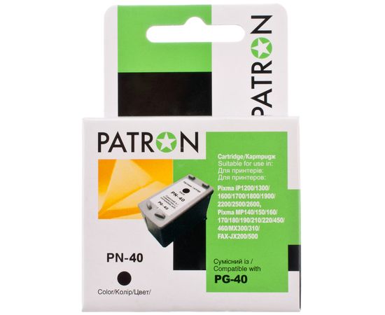 Купить Картридж совместимый Canon PG-40XL (0615B025) 20.5 мл, черный Patron (PN-40XL) по лучшей цене