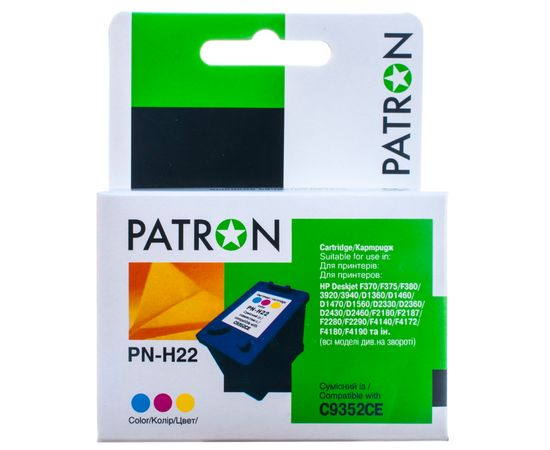 Купить Картридж совместимый HP 22XL (C9352CE) 14 мл, 3-х цветный Patron (PN-H22XL) по лучшей цене