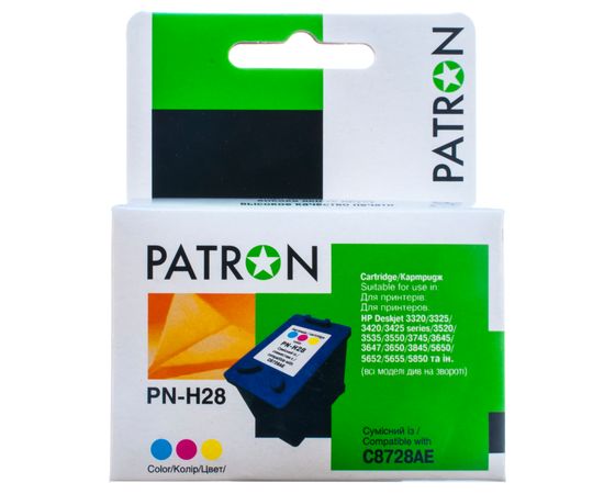 Купить Картридж совместимый HP 28 (C8728AE) 14 мл, 3-х цветный Patron (PN-H28) по лучшей цене