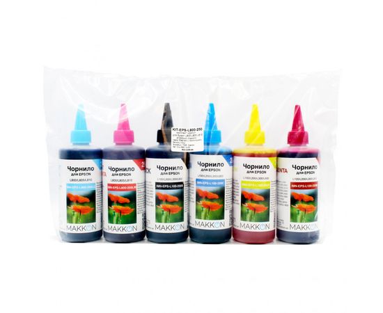 Купить комплект чернил для Epson L800/L805/L810 (6*250мл) Makkon по лучшей цене