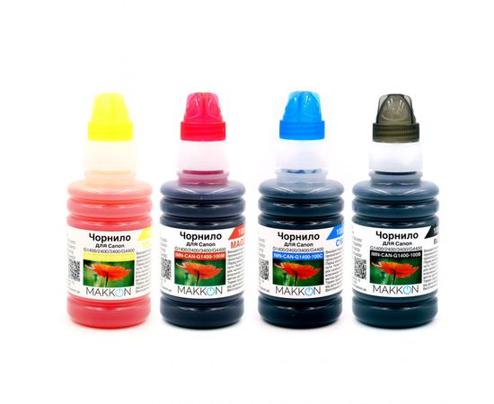 Купить комплект чернил для Canon G1400/2400/3400/G4400 (4*100мл) Makkon по лучшей цене