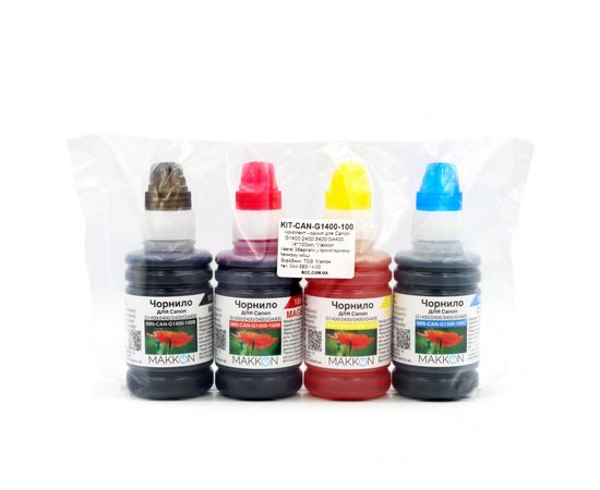 Купить комплект чернил для Canon G1400/2400/3400/G4400 (4*100мл) Makkon по лучшей цене