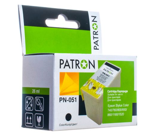 Купить Картридж совместимый Epson T051 (C13T051150) 26 мл, черный Patron (PN-051) по лучшей цене