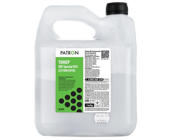Купить Тонер Oki специальный OCS флакон, 1 кг, черный Patron (PN-OCS-B-1) по лучшей цене
