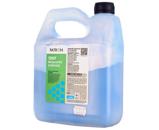 Купить Тонер Oki специальный OCS флакон, 1 кг, голубой Patron (PN-OCS-C-1) по лучшей цене