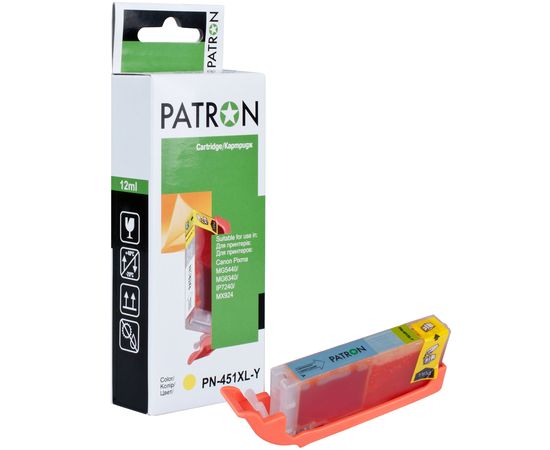 Купить Картридж совместимый Canon CLI-451Y XL (6475B001) 12 мл, желтый Patron (PN-451XL-Y) по лучшей цене