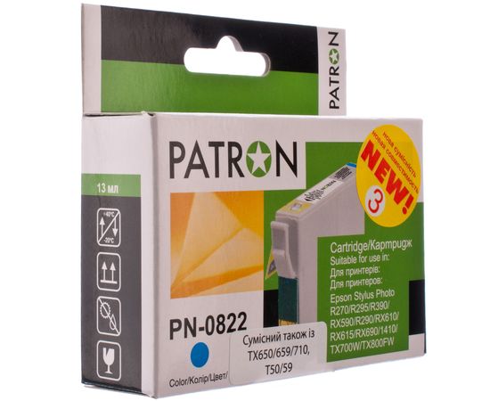 Купить Картридж совместимый Epson T0812 XL (C13T08124) 13 мл, голубой Patron (PN-0822) (№3) по лучшей цене