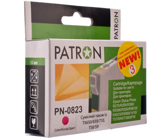 Купить Картридж совместимый Epson T0813 XL (C13T08134) 13 мл, пурпурный Patron (PN-0823) (№3) по лучшей цене