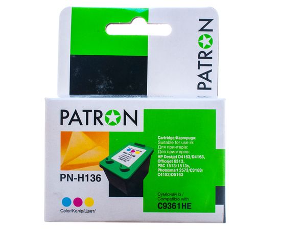Купить Картридж совместимый HP 136 (C9361HE) 14 мл, 3-х цветный Patron (PN-H136) по лучшей цене