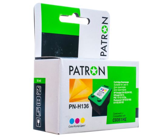 Купить Картридж совместимый HP 136 (C9361HE) 14 мл, 3-х цветный Patron (PN-H136) по лучшей цене