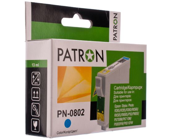 Купить Картридж совместимый Epson T0802 (C13T0802) 13 мл, голубой Patron (PN-0802) по лучшей цене