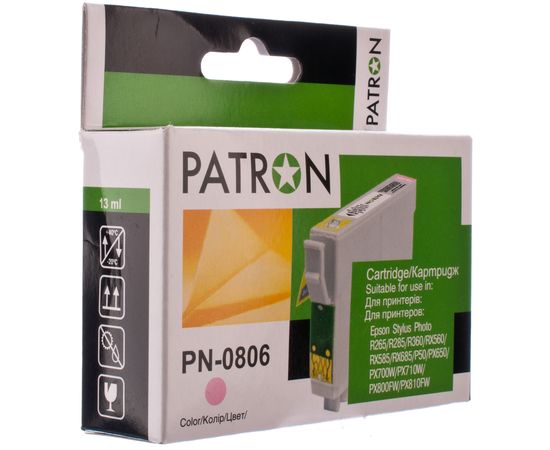 Купить Картридж совместимый Epson T0806 (C13T0806) 13 мл, светло-пурпурный Patron (PN-0806) по лучшей цене
