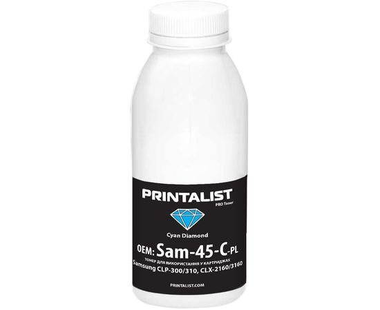 Купить Тонер PRINTALIST для Samsung CLP-300/310, CLX-2160/3160 бутль 45г Cyan (Sam-45-C-PL) по лучшей цене
